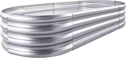 Land Guard Galvanized Raised Garden Bed Kit, Galvanized Planter Garden Boxes Outdoor, Oval Large
