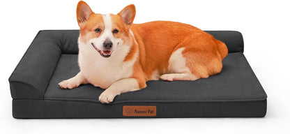 Upgraded Large Dog Bed, 3" Memory Foam with Waterproof Liner, Chew Resistant Microsuede Cover