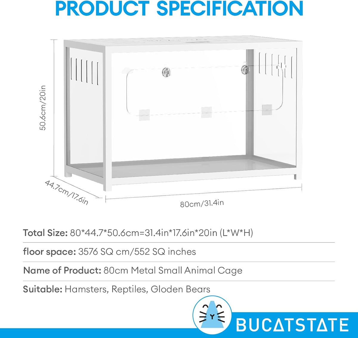 BUCATSTATE Hamster Cage Metal 2.0 - Small Animal Habitats Large Stackable with Top Access Easy