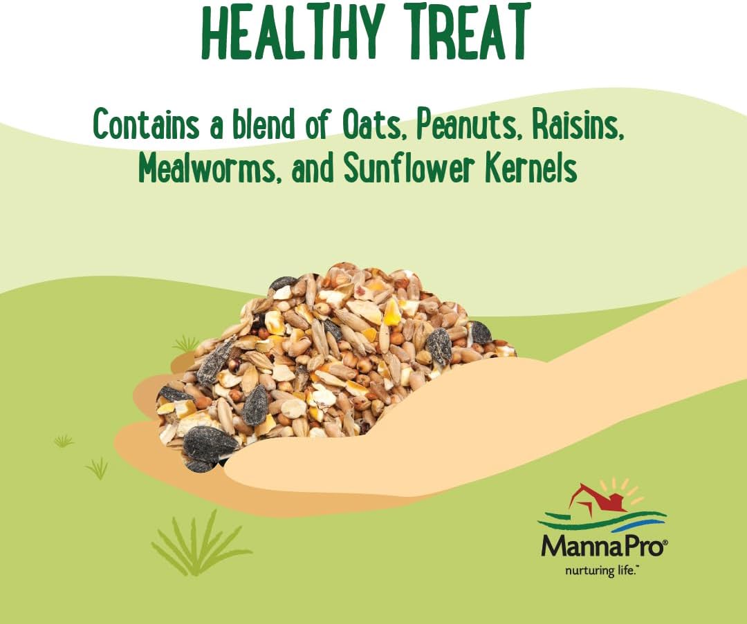 Manna Pro Farmhouse Favorites Oat & Mealworm Mix Poultry Treat – Natural Protein Source