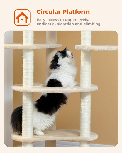 PETEPELA 61" Cat Tree for Indoor Cats, [6-Levels] Cat Climbing Tower with 9 Sisal Scratching Posts