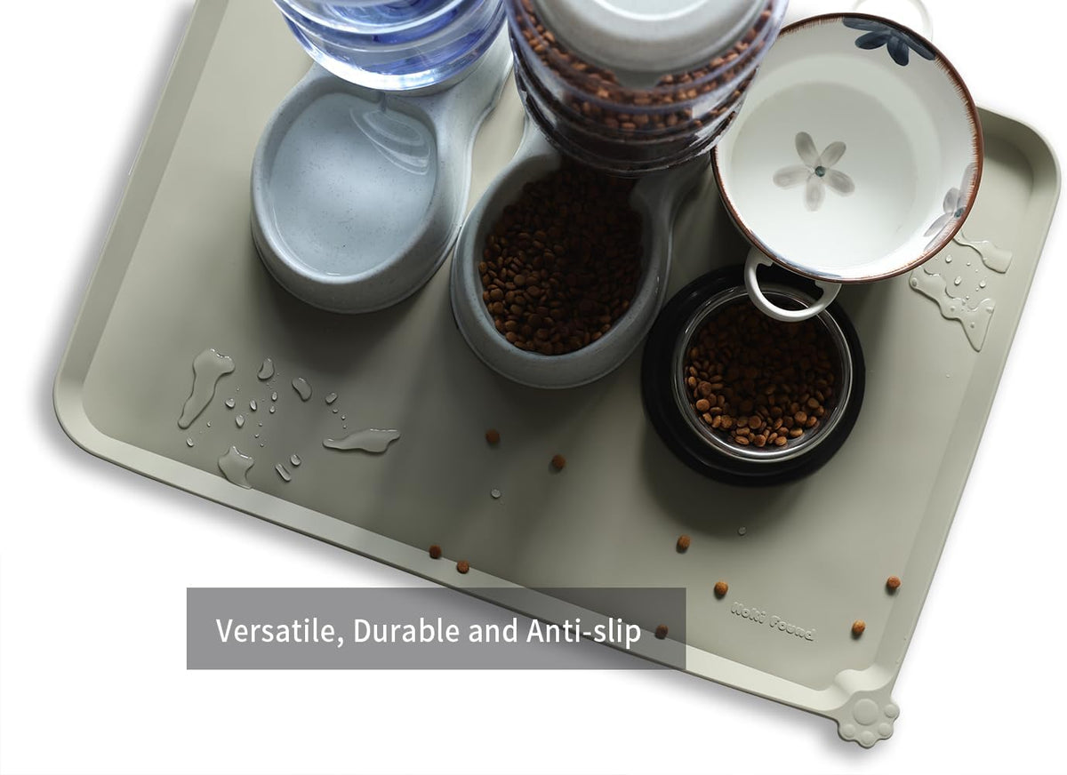 Hoki Found X-Large Silicone Pet Feeding Mats - Non Slip, Waterproof Dog & Cat Food Mats - Placemats