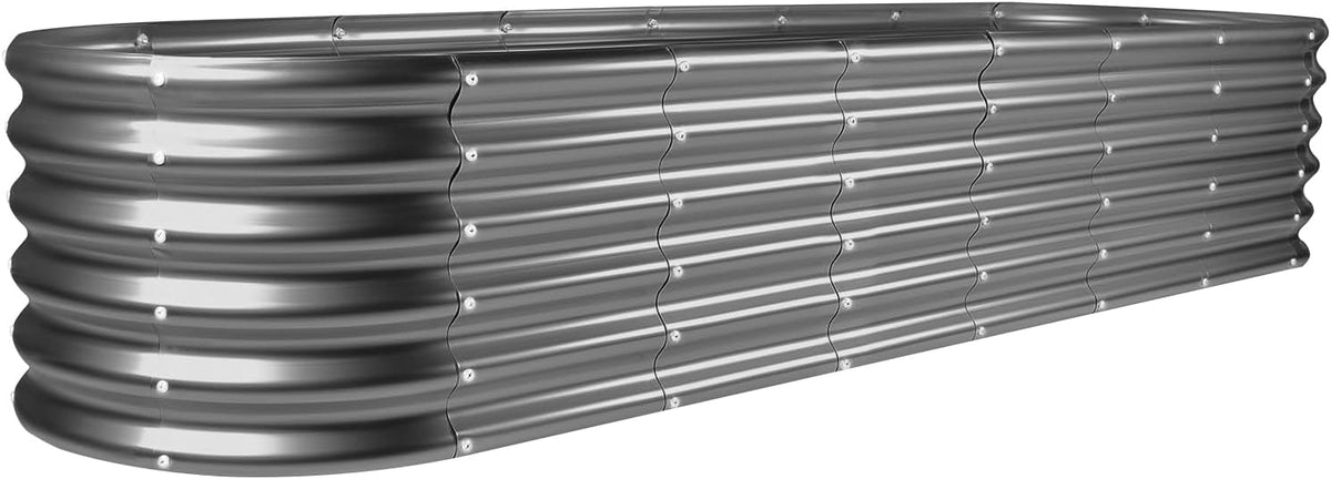 Land Guard 8×2×1.5ft Galvanized Raised Garden Bed Kit, Raised Garden Boxes Outdoor, Oval Metal