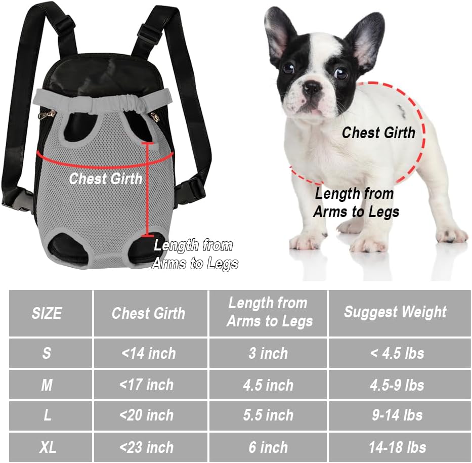 FEimaX Dog Carrier Backpack Pet Legs Out Front Cat Travel Bag, Adjustable Puppy Backpacks Carriers
