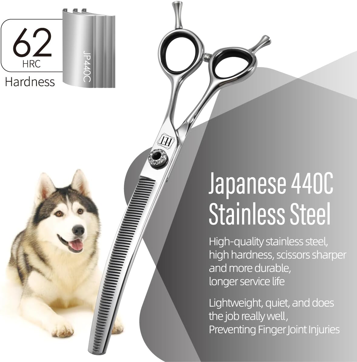 Dog Grooming Scissors: 7.0 inch Professional Pet Curved Thinning Shears Made Of Japanese 440C