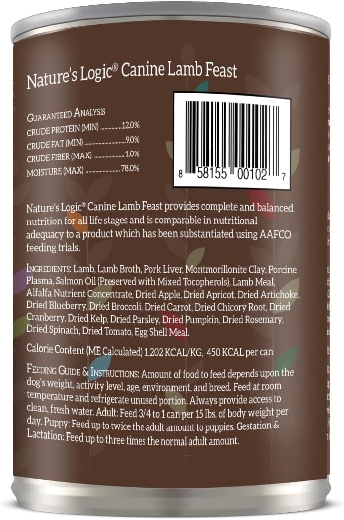 Nature's Logic Grain-Free Canned Dog Food - 95% Animal Proteins - 100% Natural Wet Dog Food Cans