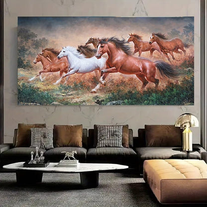 Yxbhhym Large Horse Wall Art Pictures Animal Canvas Prints Eight Running Horses Paintings Posters