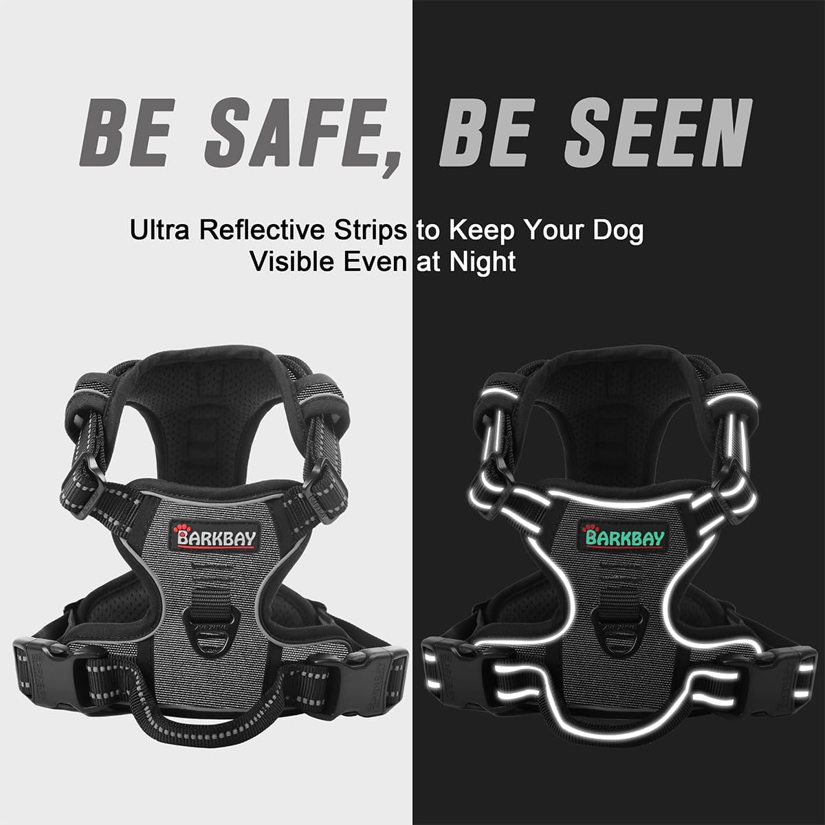 BARKBAY No Pull Dog Harness Front Clip Heavy Duty Reflective Easy Control Handle for Large Dog