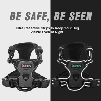 BARKBAY No Pull Dog Harness Front Clip Heavy Duty Reflective Easy Control Handle for Large Dog