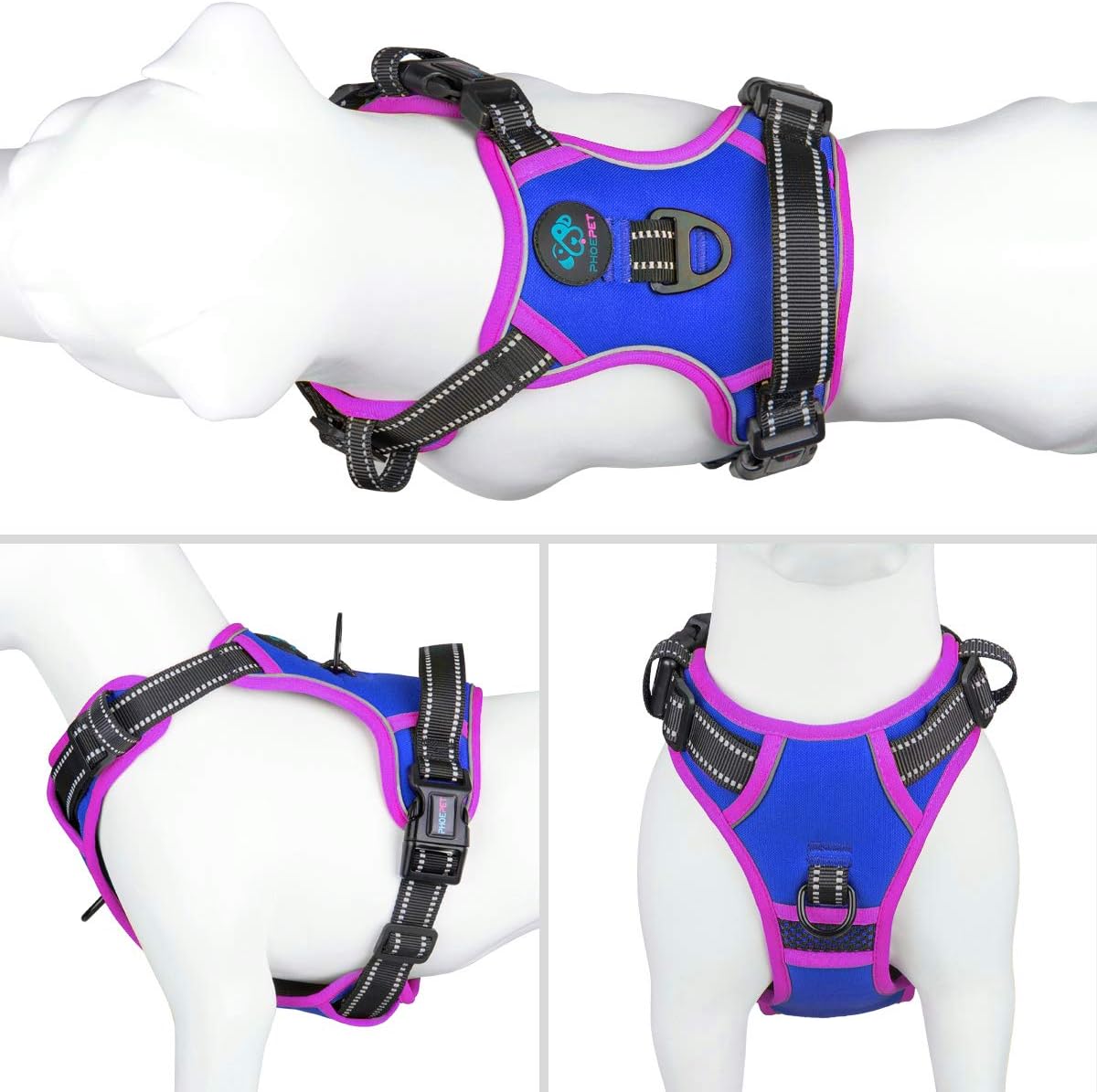 PHOEPET 2019 Upgraded No Pull Dog Harness, Reflective Adjustable Vest, with a Training Handle + 2