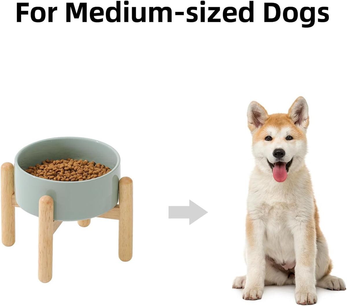 Ceramic 6.1inch Raised Dog Bowl with Stand for Small and Medium Dog Dish Pet Food and Water Bowl