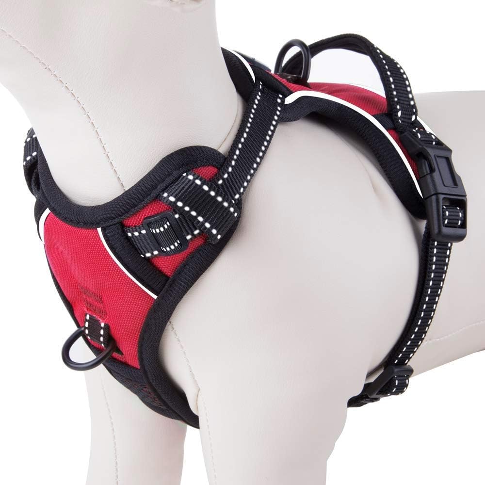 PHOEPET No Pull Dog Harness Medium Reflective Front Clip Puppy Vest with Handle,Adjustable 2 Metal