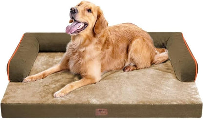 Large Dog Bed Orthopedic Washable: Extra Brown Large Big Dog Bed with Removable Bolster & Memory