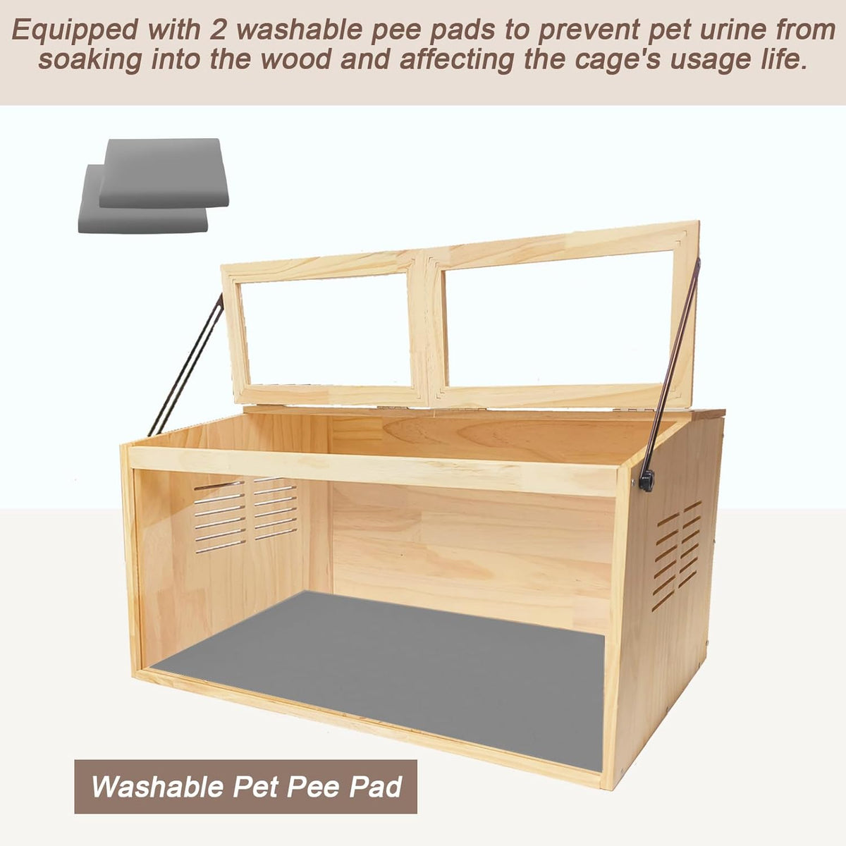 Wooden Hamster Cage,32" Lx16 Wx16 H,Animal Cabinet for Dwarf Syrian Hamsters Degus, Hamster Habitat