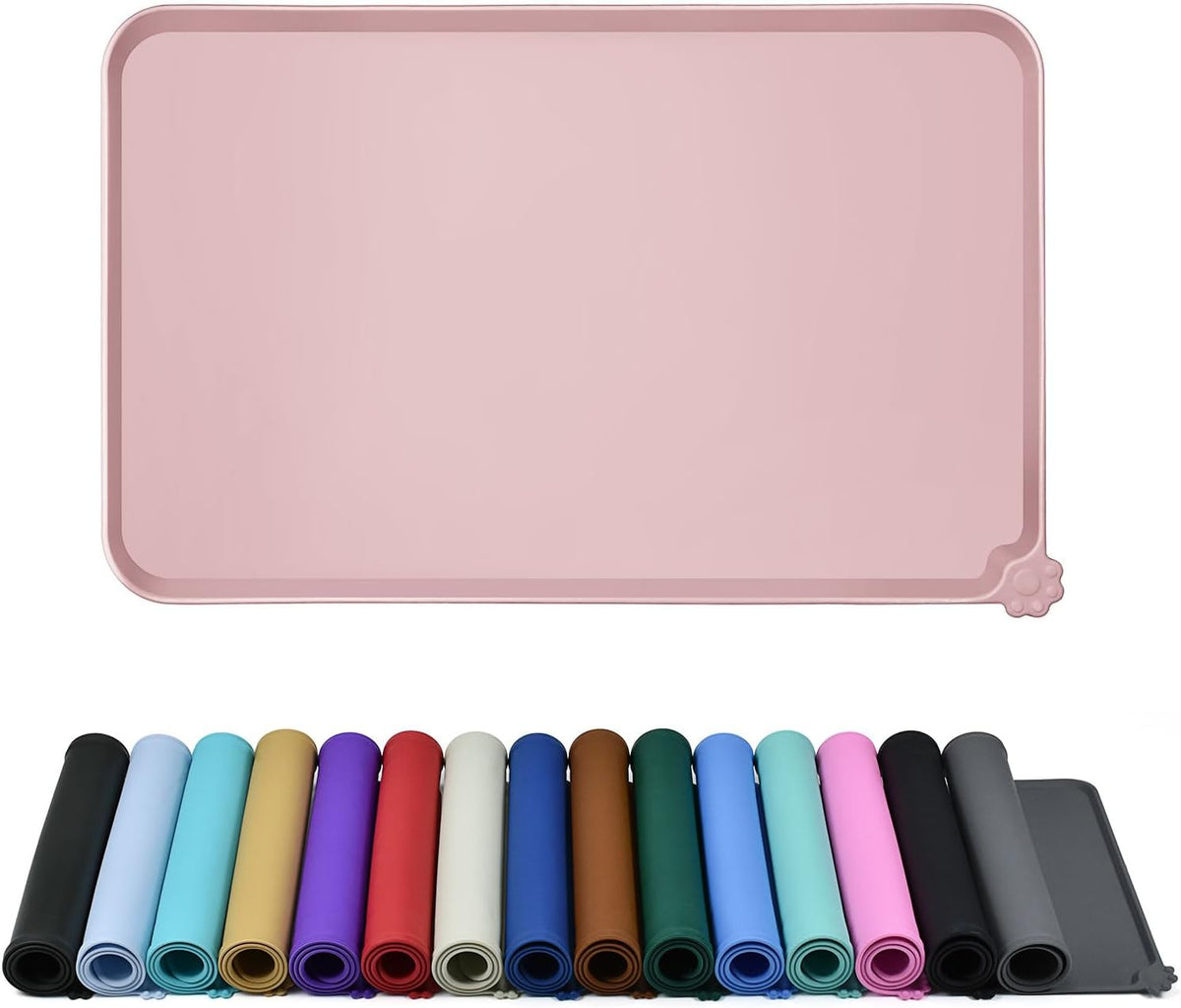 Waterproof Pet Feeding Mat with High Raised Edges, Heavier and Thicker Placemats for Cat Dog Water