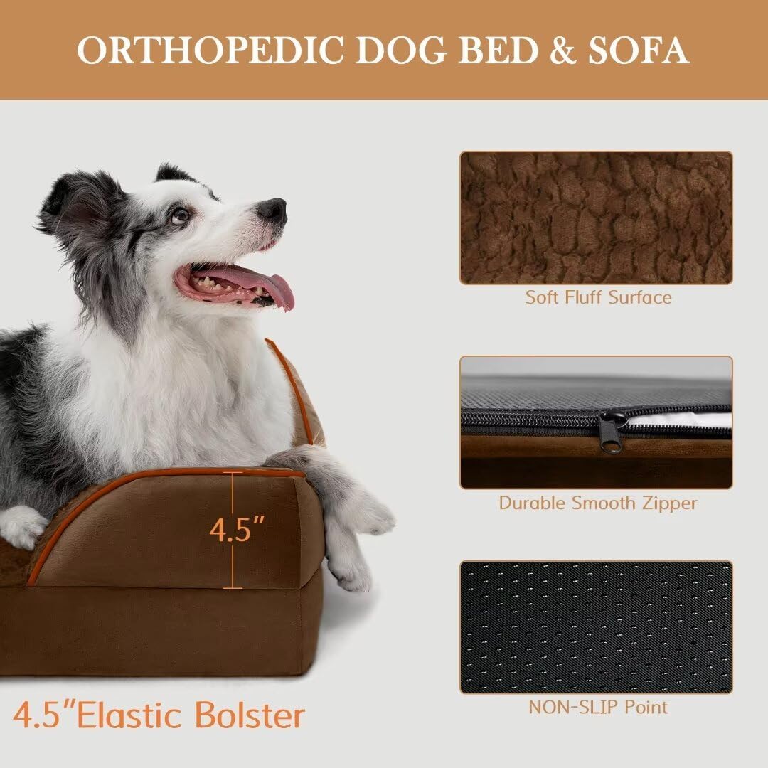 Comfort Expression Large Dog Beds Orthopedic Foam, Waterproof Dog Beds for Dogs, Comfy Pet Bed Sofa