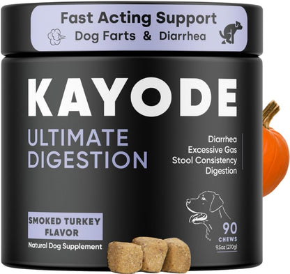Kayode Ultimate Digestion. Fast Facting Anti Diarrhea for Dogs. Dog Fart Remedy & Dog Gas Relief.