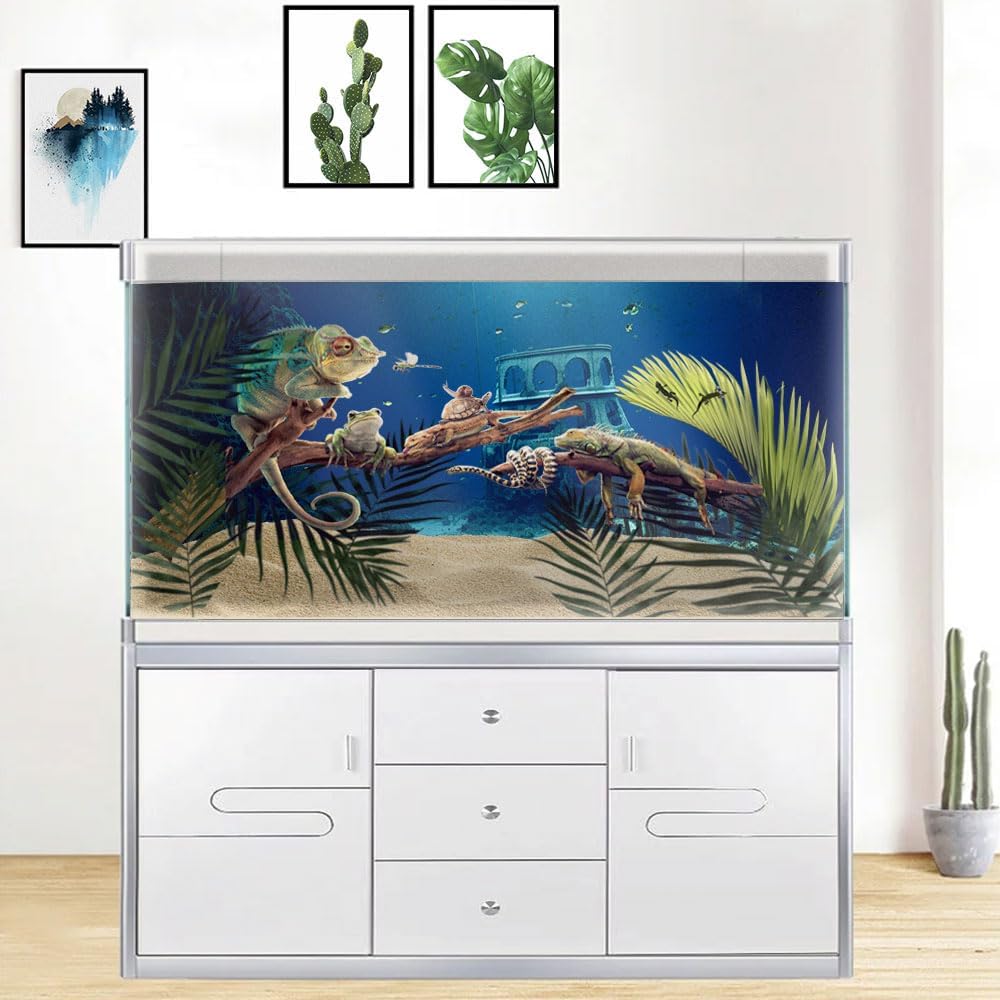 36X18IN Natural Underwater Aquarium Background, Pictures 3D Fish Reef Fish Tank Decoration