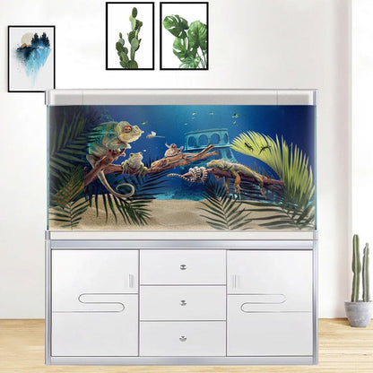 36X18IN Natural Underwater Aquarium Background, Pictures 3D Fish Reef Fish Tank Decoration