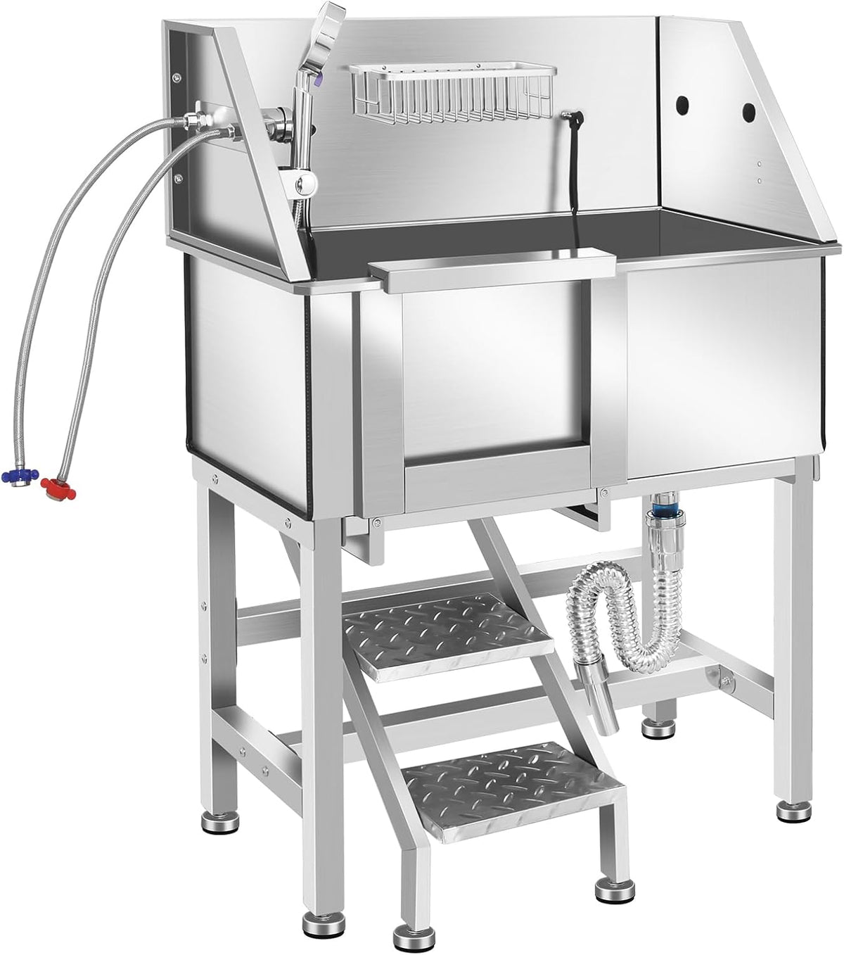 Dog Washing Station 38'' Stainless Steel Pet Grooming Tub for Large Dogs Over-Size Professional Dog