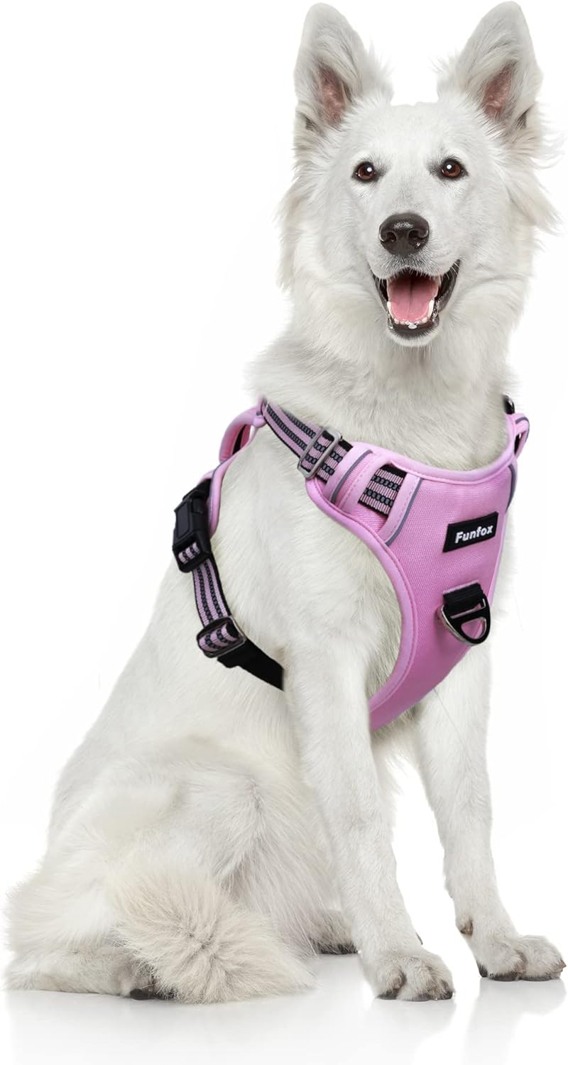 Funfox Dog Harness No Pull, Adjustable Pet Vest Harness, Super Soft Material with Vertical Handle