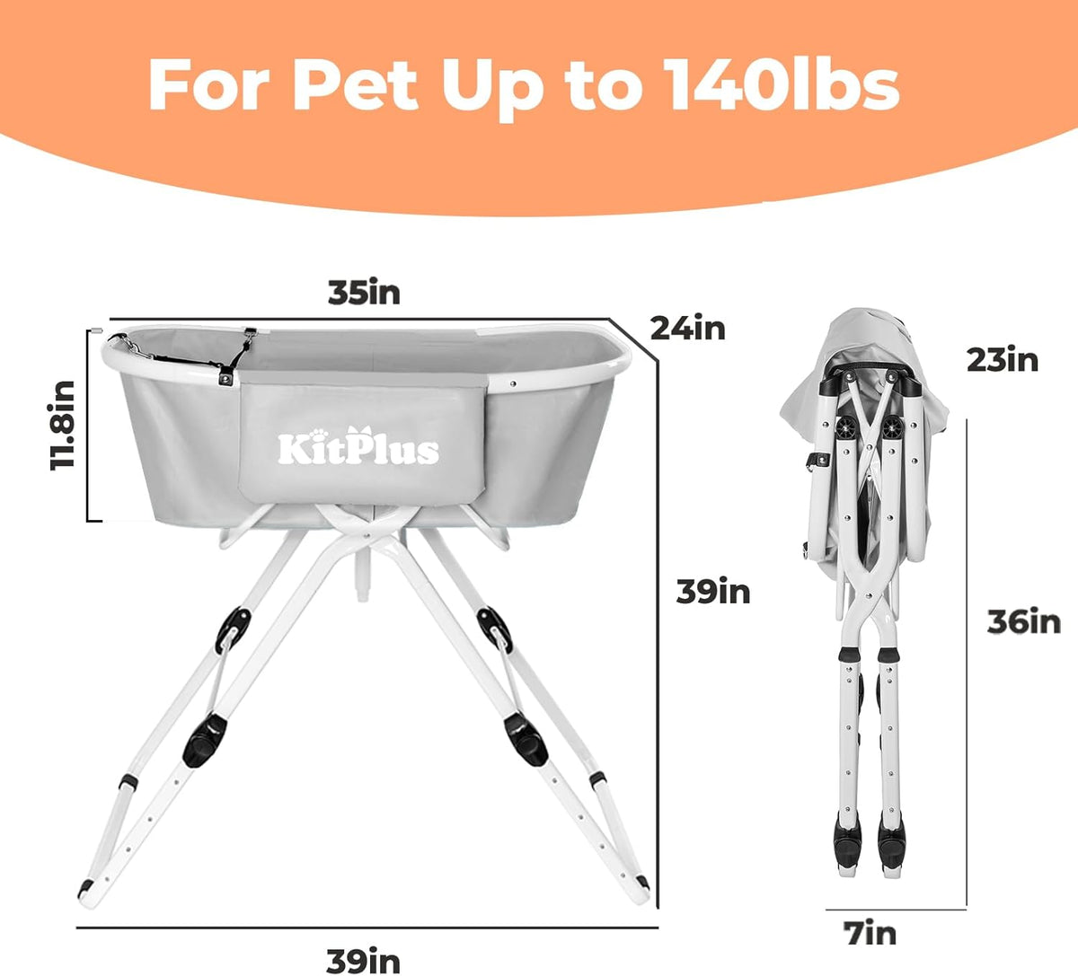 Elevated Dog Bathtub, 5 Height Adjustable Portable Dog Wash Station for Small to Large Pets