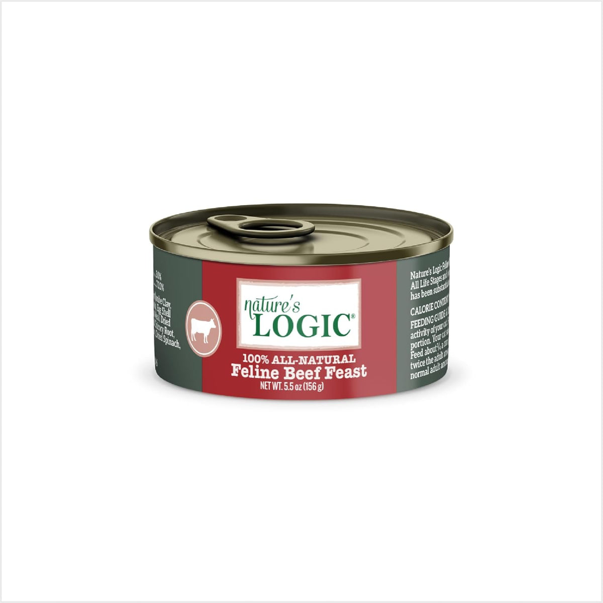 Nature's Logic Wet Can Cat Food - Feline Beef Feast 95% Animal Ingredients - No Synthetic Vitamins