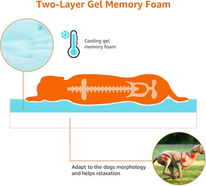 Amazon Basics Dog Bed with Cooling Gel Memory Foam, Pressure-Relief Support for Dogs up to 50lbs