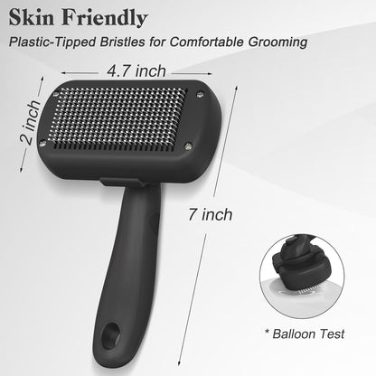 Swihauk Self Cleaning Slicker Brush for Dogs & Cats - Skin Friendly Deshedding and Grooming Brush