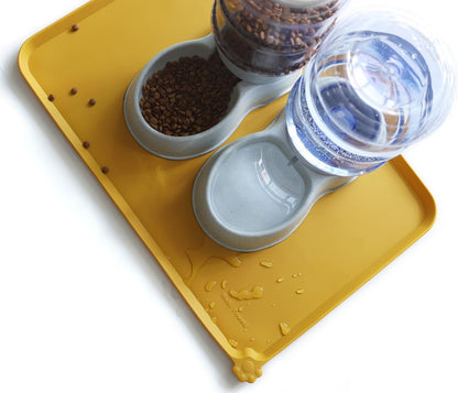 Hoki Found Large Silicone Pet Food Mats Tray - Non Slip Pet Dog Cat Bowl Mats Placemat - Dog Pet