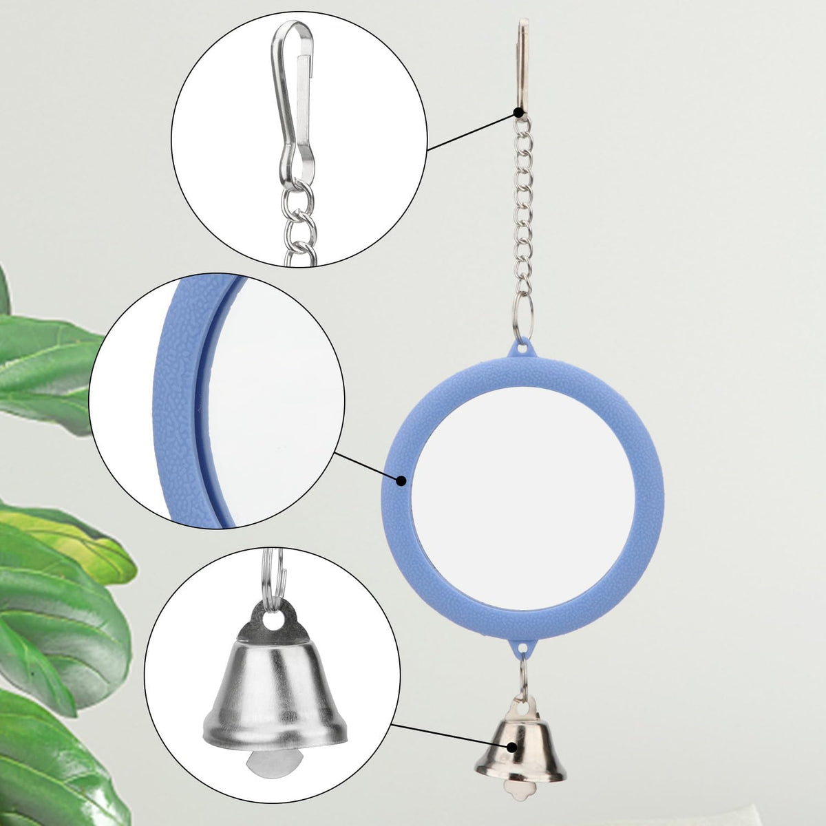 Hypeety Pet Bird Mirror with Bell Interactive Parrot Toy Bird Cage Mirror for Cockatiel Parakeets