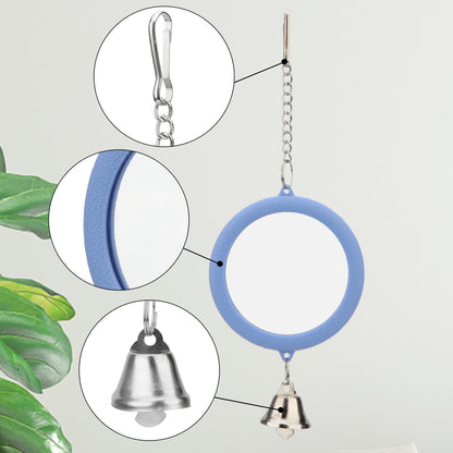 Hypeety Pet Bird Mirror with Bell Interactive Parrot Toy Bird Cage Mirror for Cockatiel Parakeets