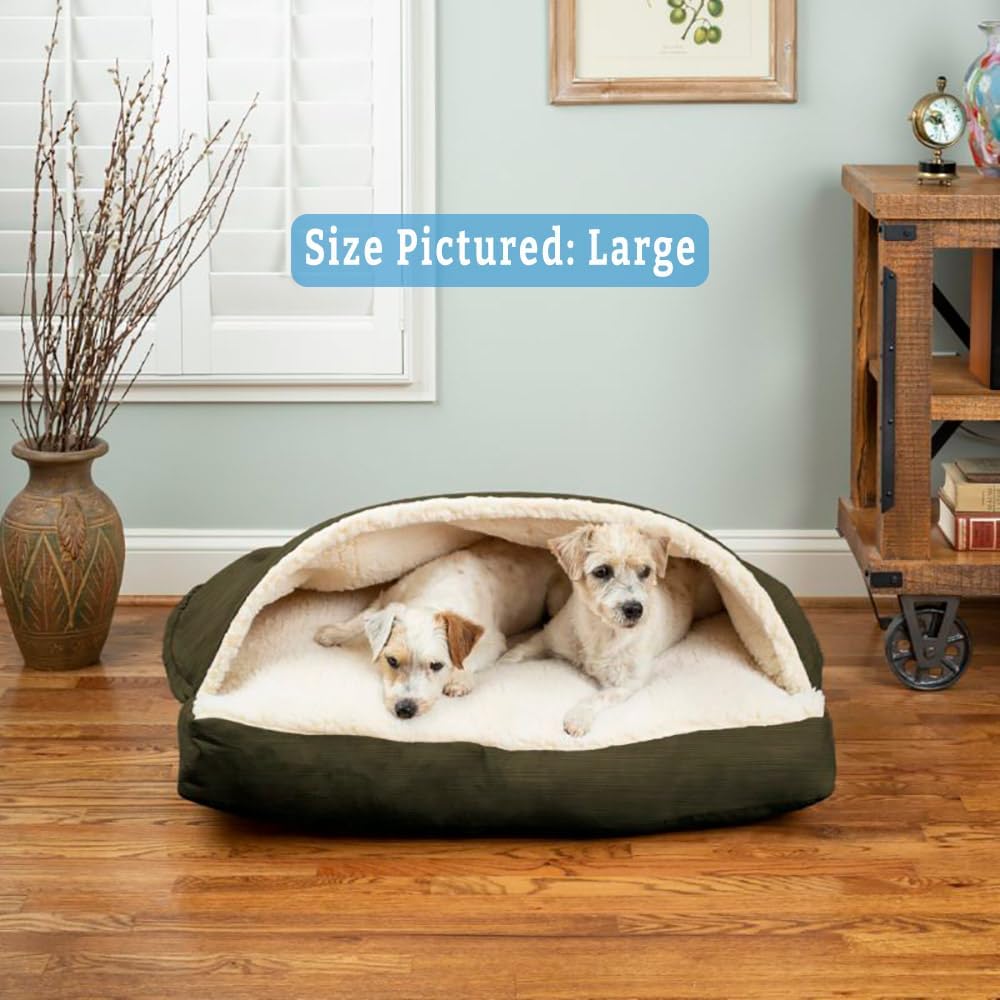 Snoozer Rectangle Cozy Cave Dog Bed - Indoor Dog Bed with Cover Cave, Covered Calming Burrow for