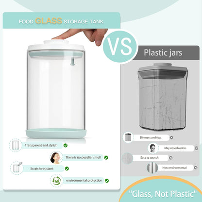Dog Treat Container Airtight Jar 2.2Qt/2L, Glass Food Jars with One-Touch Lid for Dog or Cat