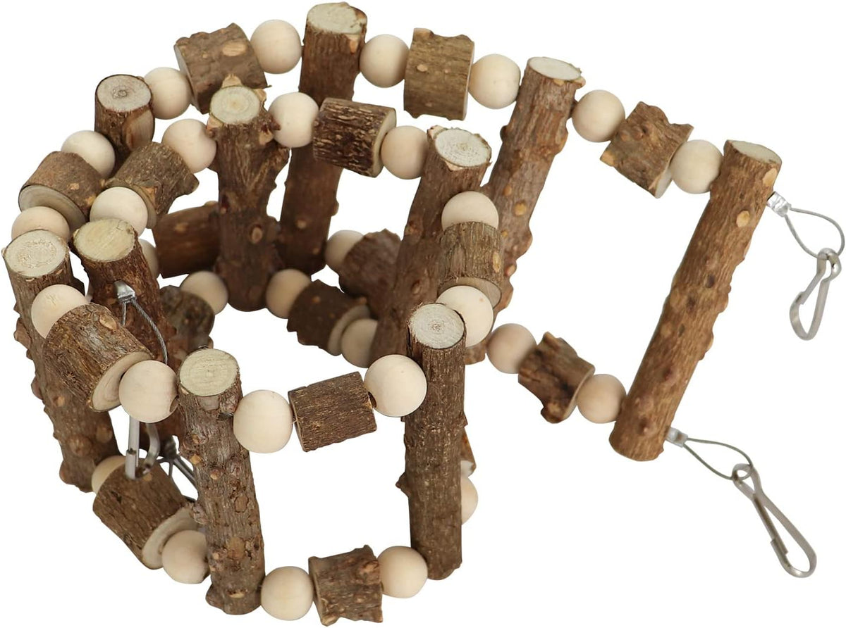 Bird Parrot Ladder Bridge Toy, Bird Swing Toy, Natural Pepper Wood Hanging Pet Chewing Toy, Rat