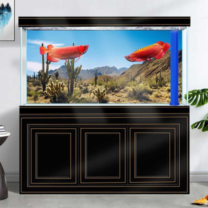 Reptile Habitat Background, Retro Desert Oasis Cactus Terrarium Background 24X12 in Background with