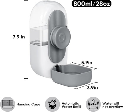 28oz Hanging Automatic Water Dispenser，Rabbit Water Bottle,Bunny Guinea Pig Ferret Water Bowl for