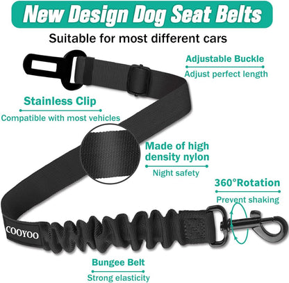 COOYOO Dog Seat Belt,Retractable Dog Car Harness Seat Belt for Car Adjustable Nylon Pet Safety Seat