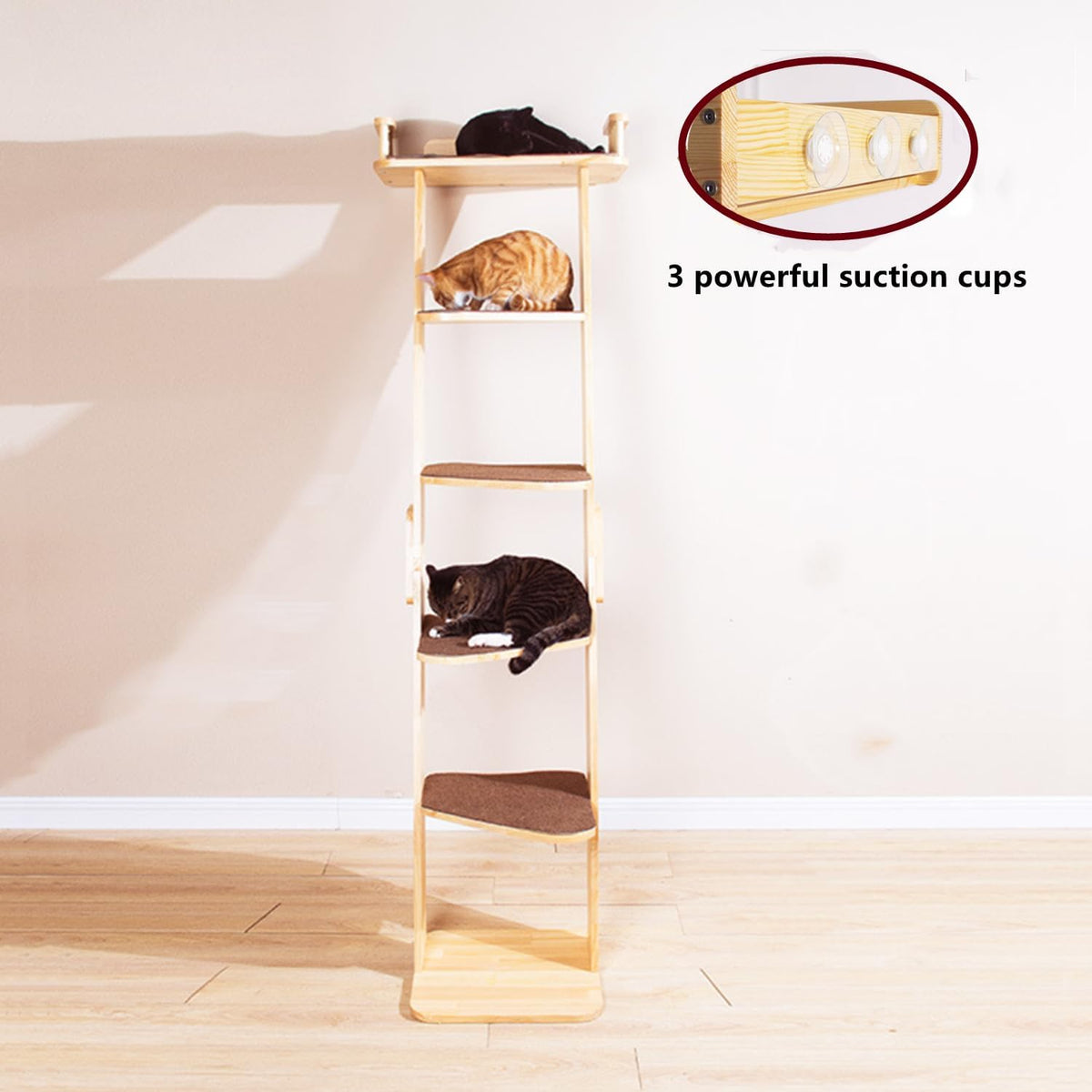 Modern 70“ Tall 6 Level Leaning Cat Climbing Ladder Tree Tower Condo with Large Perch Platform for