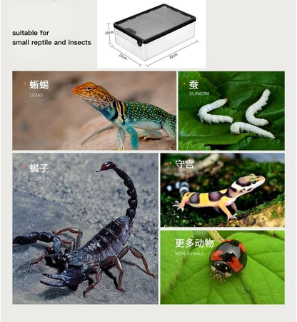 Reptile Feeding Box Snake cage Clear Terrarium for Snake Geckos Frog Lizards Chameleons Serpents