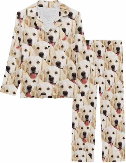 MyPupSocks Custom Face Pajamas for Women Set, Personalized Photo Long Sleepwear XS-XXL