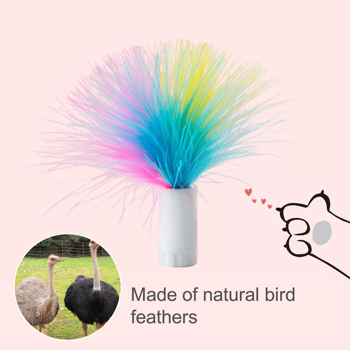 ORSDA 12Pcs Interchangeable Attachments Cat Feather Toys Replaceable Feathers and Fluffy Toy