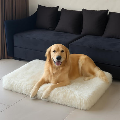 IHAPPYDOG Luxury Faux Fur Orthopedic Dog Beds, Memory Foam Crate Bed for Small, Medium, Large and