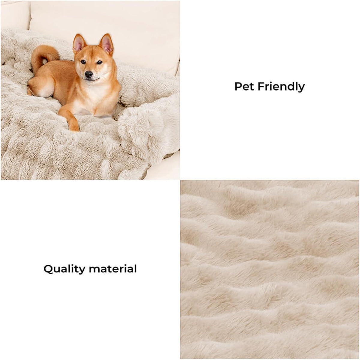 FUNNY FUZZY Pet Fluffy Fuzzy Calming Dog Couch Bed Sofa Protector Washable Pets Mat for Large