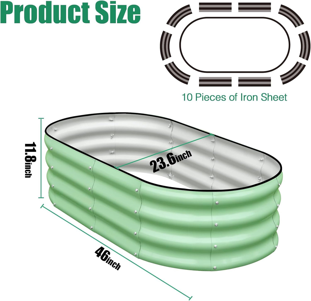 SnugNiture Galvanized Raised Garden Bed Outdoor, 2 Pcs 4x2x1ft Oval Metal Planter Box for Planting