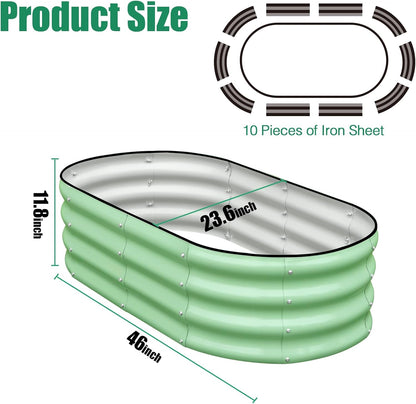 SnugNiture Galvanized Raised Garden Bed Outdoor, 2 Pcs 4x2x1ft Oval Metal Planter Box for Planting