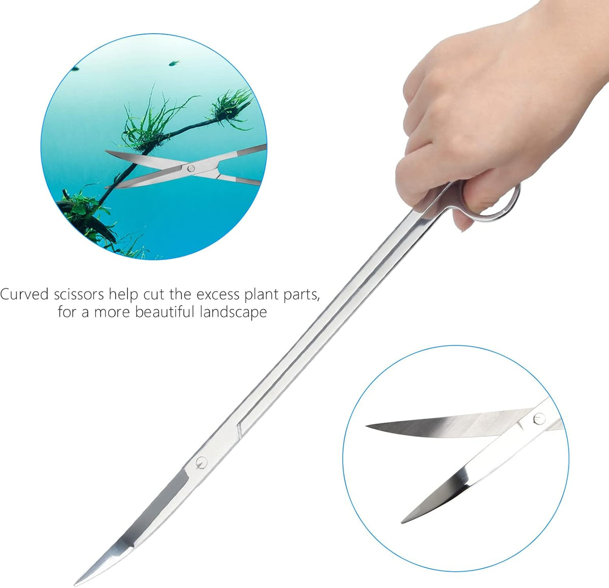 Aquarium Aquascape Tools Kit 15in, 4 in 1 Anti-Rust Aquatic Plant Aquascaping Tool Stainless Steel