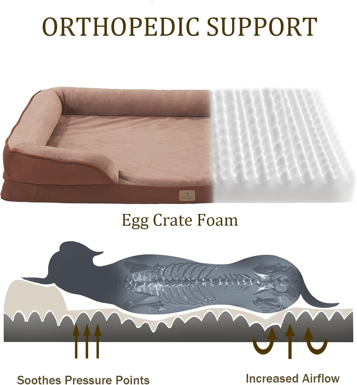 Bedfolks Orthopedic Dog Bed Extra Small, Waterproof Dog Sofa Bed for Small Dogs & Cats, Egg Foam