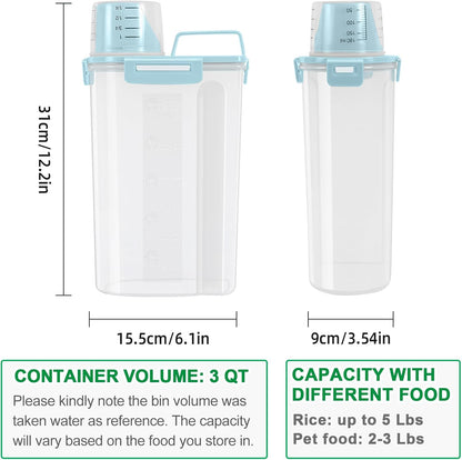 TBMax Rice Container Cereal Storage Container 2 Pack 5 Lbs, Plastic Kitchen Pantry Food Storage