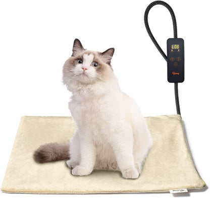 Toozey Pet Heating Pad, 6 Adjustable Temperature Heated Cat Bed with Timer, Waterproof Electric